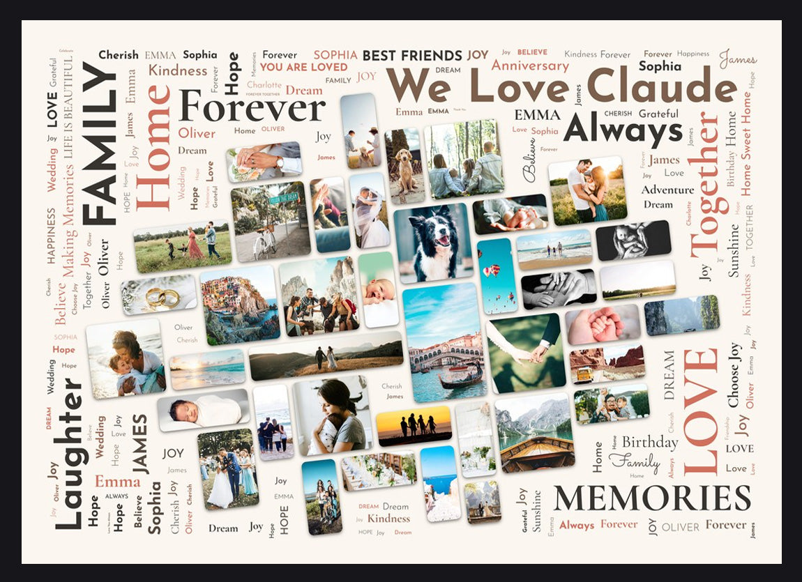 Format: Framed Print · Style: Simple Dynamic · black frame — with the collage tilted a few degrees to give it a little character. 10 minutes to design on a desktop computer.